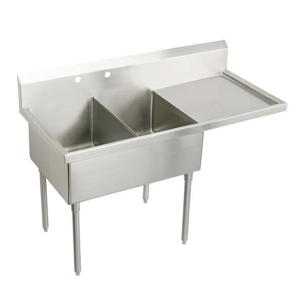 Elkay Weldbilt Stainless Steel 82 X 30 X 14 Floor Mount Double Compartment Scullery Sink With Drainboard WNSF8336LR132 - main